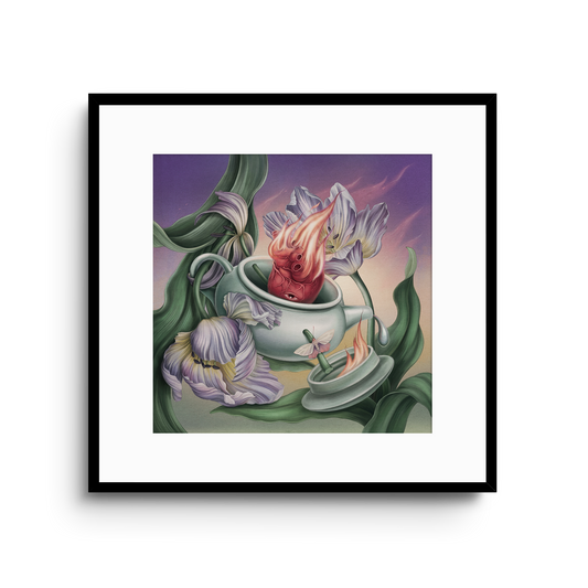 And You Flew to Her Burning Heart - Anatomical Floral Art Print